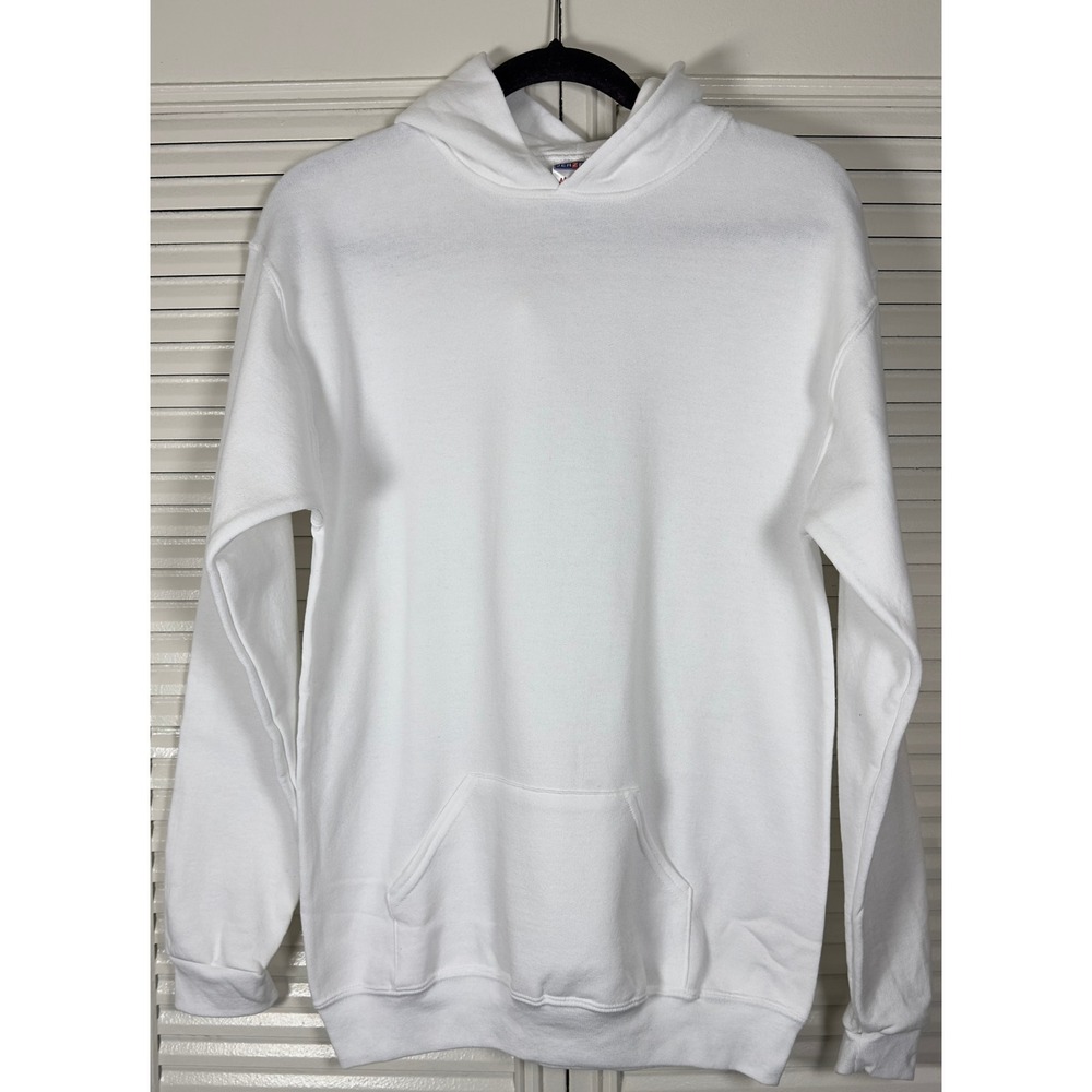 Jerzees Youth White Pullover Blank Hoodie‎ Size XL *STAIN*